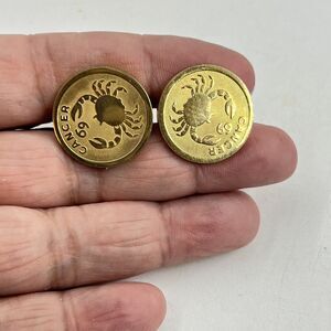 Dante Cufflinks Gold Tone Cancer Zodiac Swivel Bar Vintage Crab